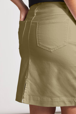 Jupe-Culotte En Denim Confort Et Taille Élastique-Olive Pâle