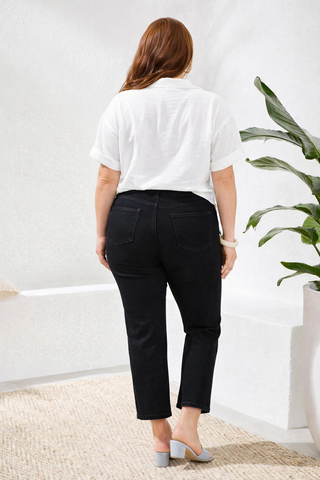 Sophia Curvy Micro Flare Jeans-Blackmist