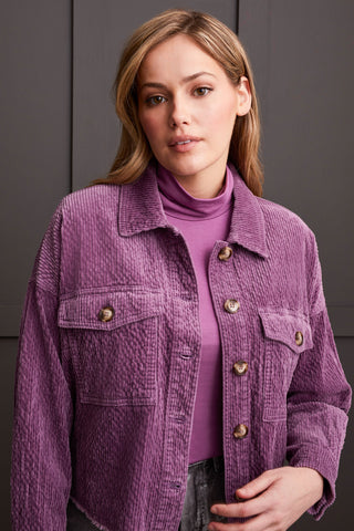 VESTE-CHEMISE ÉCOURTÉE EN VELOURS-Raisin