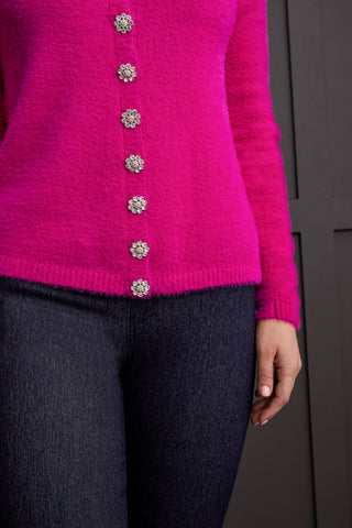 CARDIGAN À BOUTONS BRILLANTS-Magenta profond