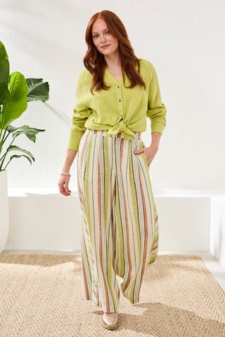 Pull-On Flowy Wide-Leg Pants With Pockets-Kiwizest