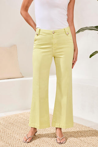 Comfort Stretch Brooke Hugging Palazzo Marine Denim-Lemongrass
