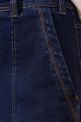 Comfort Stretch Audrey Pull-On Denim Skort Patch Pockets-Rinse