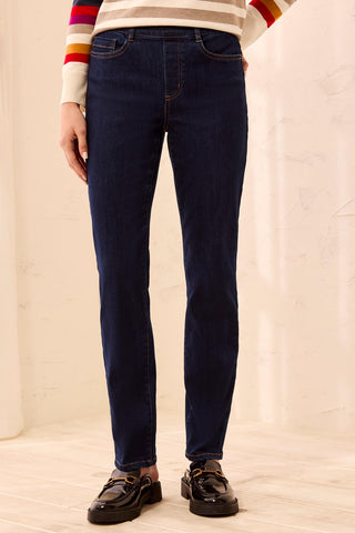 Sophia Curvy Boundless Stretch Denim Pull-On Straight Leg Jeans-Darknight