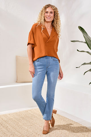 Sophia Curvy Boundless Stretch Denim Pull-On Straight Leg Jeans-Coastalblue