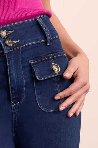 Brooke Comfort Stretch High Rise Palazzo Trousers-Deepwater