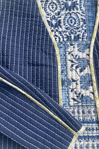 Quilted Cotton Patchwork Reversible Jacket-Ultrablue