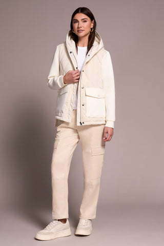 Quilted-Front Combo Puffer Coat-Cream