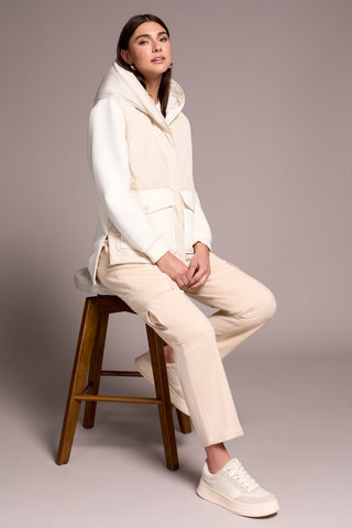 Quilted-Front Combo Puffer Coat-Cream