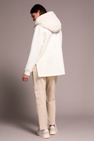 Quilted-Front Combo Puffer Coat-Cream
