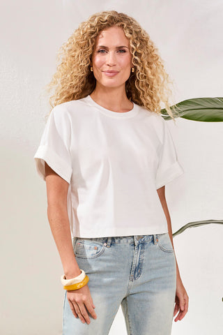 Blue Thread Soft Touch Mercerized Cotton Crew Neck T-Shirt-White