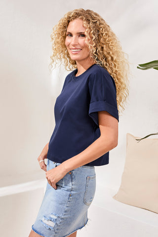 Blue Thread Soft Touch Mercerized Cotton Crew Neck T-Shirt-Bluemare