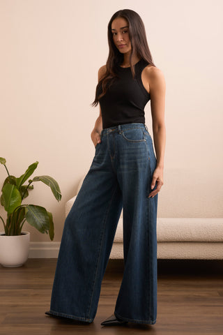 BLUE THREAD JENNA Drama Wide Leg Denim Jeans-Blueaway