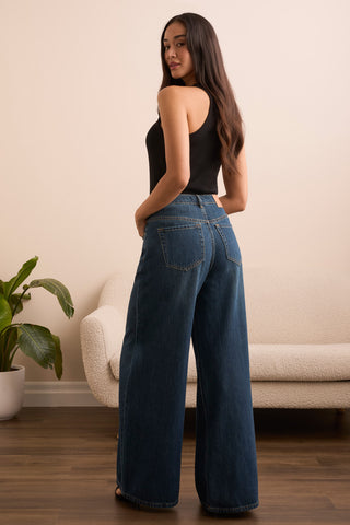 BLUE THREAD JENNA Drama Wide Leg Denim Jeans-Blueaway