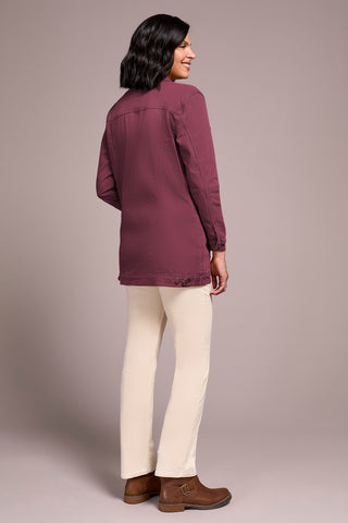 Denim Maxi Jacket-Passion plum