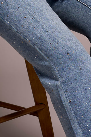 Brooke High Rise Super Straight Rhinestone Jeans-Jewelblue