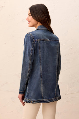 Comfort Stretch Denim Jacket with Snaps-Med.Wash