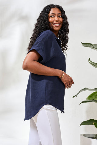 Airflow Relaxed Dolman Button-Down Shirt-Nautical