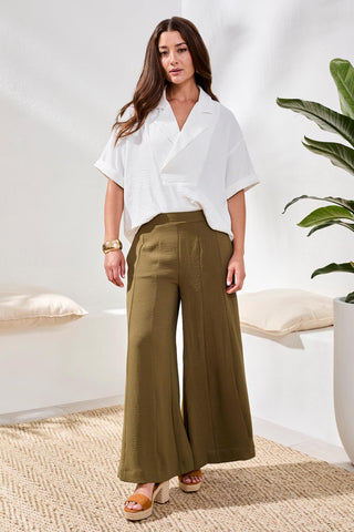 Lightweight Airlfow Wide Leg Flowy Pants-Rainforest