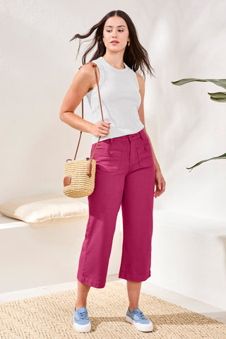 Jean Palazzo Ajusté Sophia En Denim Coloré-Gardénia