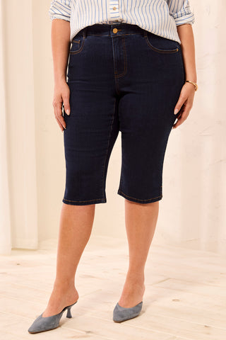 Size Inclusive Comfort Stretch Sophia Curvy Slim Denim Capris-Rinse