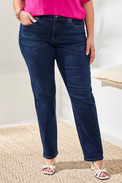 Sophia Curvy Straight Leg Jeans-Deepocean – Tribal® Fashion