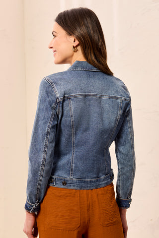 Classic Fit Year Round Basic Stretch Denim Jacket-Dk.Vintage
