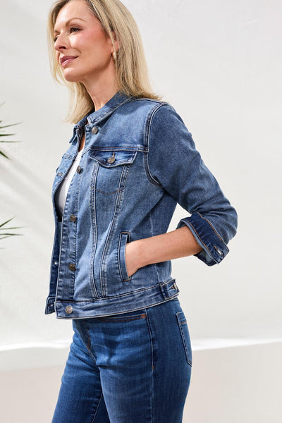 Classic Fit Comfort Stretch Denim Jacket-Dk.Vintage – Tribal® Fashion