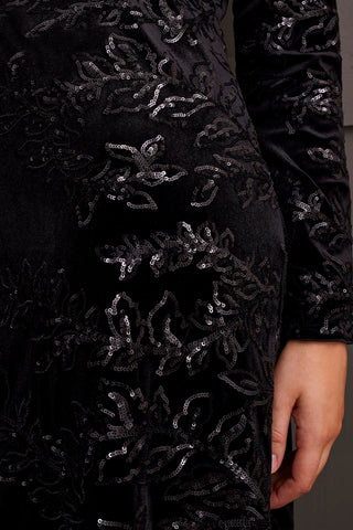 ROBE EN VELOURS CHATOYANT-Noir