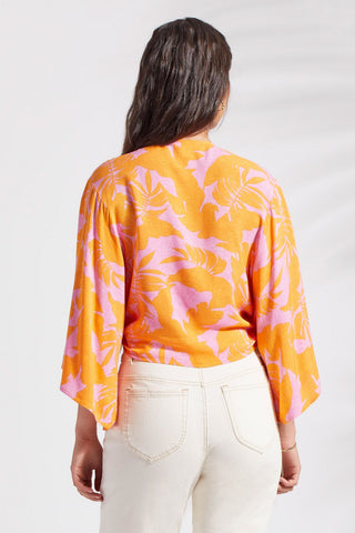 alt view 4 - PRINTED KIMONO TOP WITH FRONT TIE-Canary