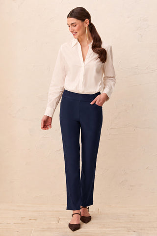 Performance Stretch Flatten It® Slimming Ankle Pants-Deepblue