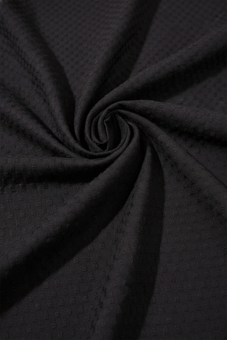 Black Embroidered Cotton Fabric Swatch - Full Frame