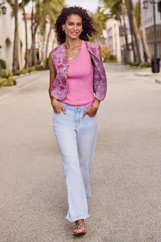 Reversible Textured Sleeveless Vest-Rosesilk