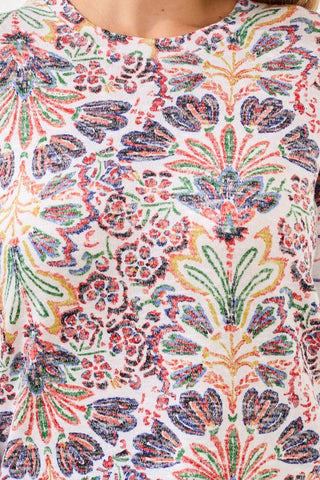 3/4 Sleeve Crew Neck Top-Coralred