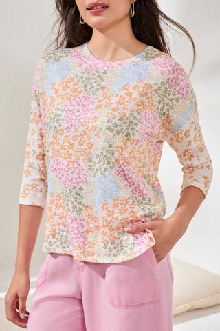 3/4 Sleeve Crew Neck Top-Daffodil