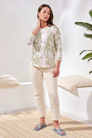 3/4 Sleeve Crew Neck Top-Kiwizest