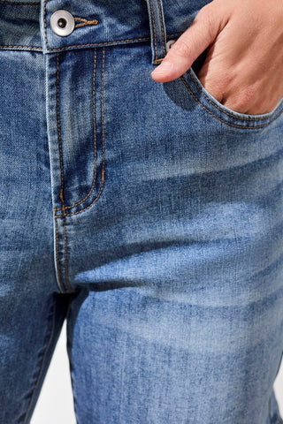 Audrey Girlfriend Classic Denim Short-Pebbleblue