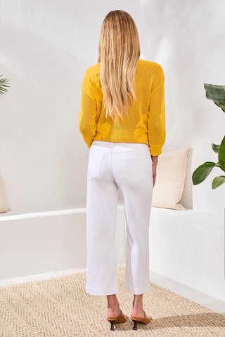 Audrey Hugging Crod Wide Leg Boundless Stretch Denim-White