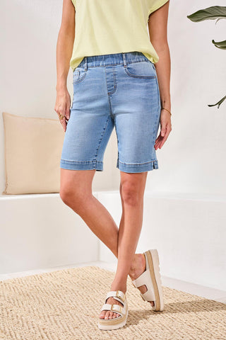 Audrey Pull-On Bermudas Boundless Stretch Denim-Coastalblue