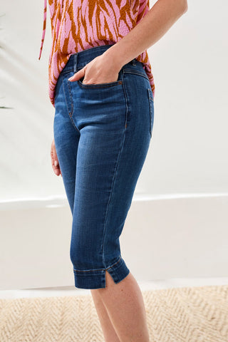 denim pedal pushers Audrey Pull-On Pedal Pusher Boundless Stretch Denim-Fadedblue XS