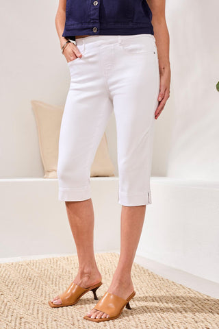 Audrey Pull-On Pedal Pusher Boundless Stretch Denim-White