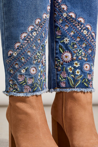 alt view 2 - AUDREY PULL-ON SLIM ANKLE JEANS WITH EMBROIDERY-Blue quartz