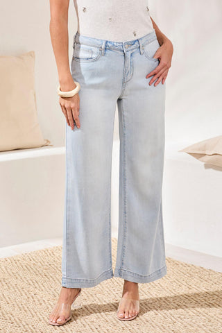 Audrey Wide Leg Hugging Denim Jeans-Bondibeach