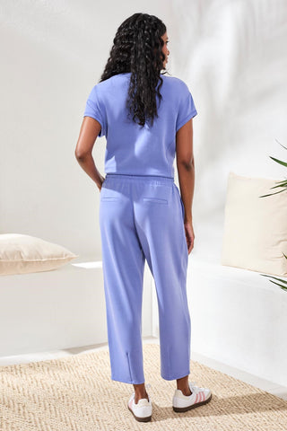 Soft Modal Barrel-Leg Elastic Waist Joggers-Baja blue