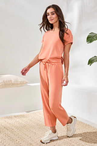 Soft Modal Barrel-Leg Elastic Waist Joggers-Guavablush