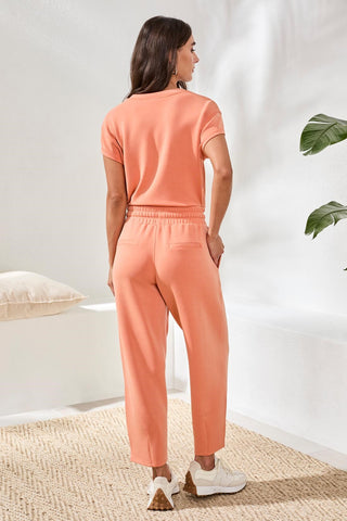 Soft Modal Barrel-Leg Elastic Waist Joggers-Guavablush