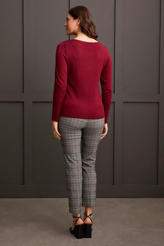 alt view 3 - BOAT NECK SWEATER WITH BUTTON SLEEVE-Bordeaux