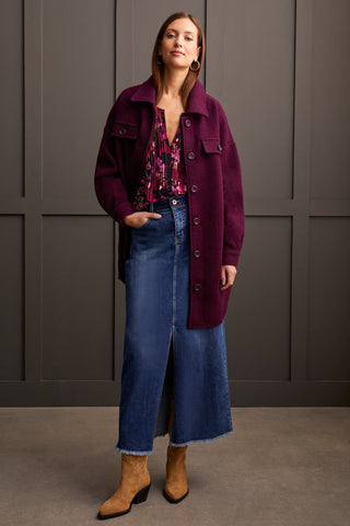 alt view 4 - BOILED WOOL JACKET WITH POCKETS-Dark plum