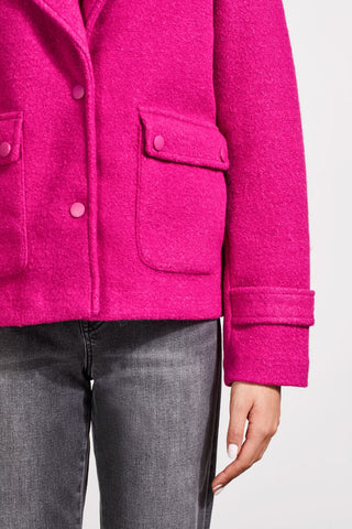 alt view 4 - BOILED WOOL PEACOAT-Deep magenta