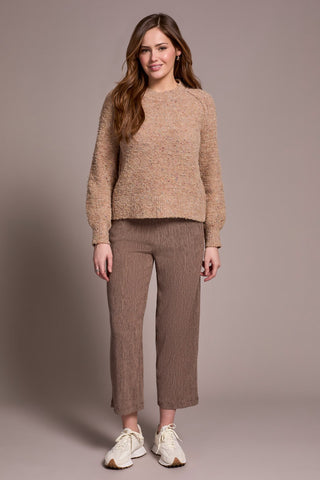 Boucle Long-Sleeve Crew Neck Sweater-Icelatte